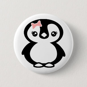 Cute Girl Penguin Ronde Button 5,7 Cm
