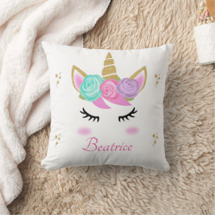 Cute Girl Pillow met Unicorn en sterren Kussen