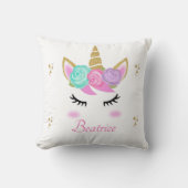 Cute Girl Pillow met Unicorn en sterren Kussen (Voorkant)
