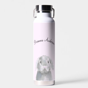 Cute Girl Pink Bunny Persoonlijke benaming Eenvoud Waterfles