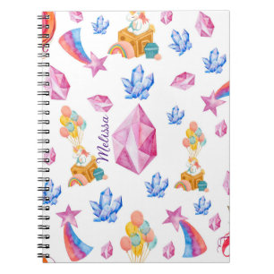 Cute Girl Pink Star Personalized Unicorn Pattern Notitieboek