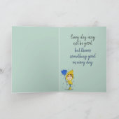 Cute Girl Rainy Windy Day Grafische Aanmoediging Notitiekaartje (Binnen)