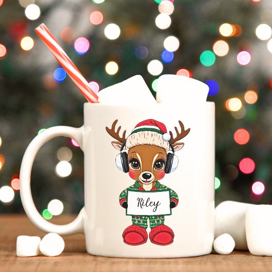 Cute Girl Reindeer Christmas Holiday Mug
