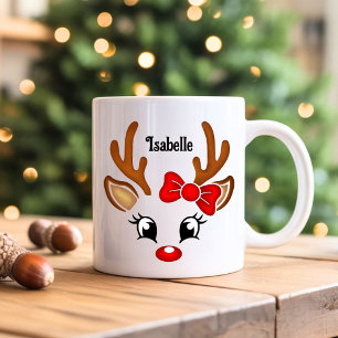Cute Girl Reindeer Face Coffee Mok
