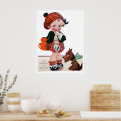 Cute girl retro Valentijn poster (Keuken)