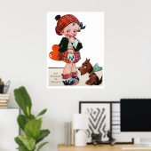 Cute girl retro Valentijn poster (Thuiskantoor)