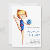 Cute Girl Ritmische Gymnastiek Verjaardagsfeestje Kaart (Voorkant)