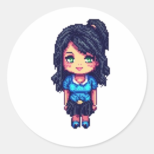 Cute girl ronde sticker (Voorkant)