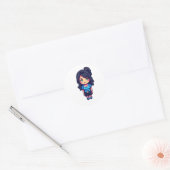 Cute girl ronde sticker (Envelop)