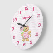 Cute Girl Rose Floral Kitten Horloge murale (Angle)