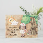 Cute Girl Sheep et Flowers 1er Invitation d'annive (Debout devant)