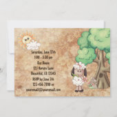 Cute Girl Sheep et Flowers 1er Invitation d'annive (Dos)