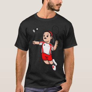 Cute Girl-speelbadminton-Cartoon T-shirt