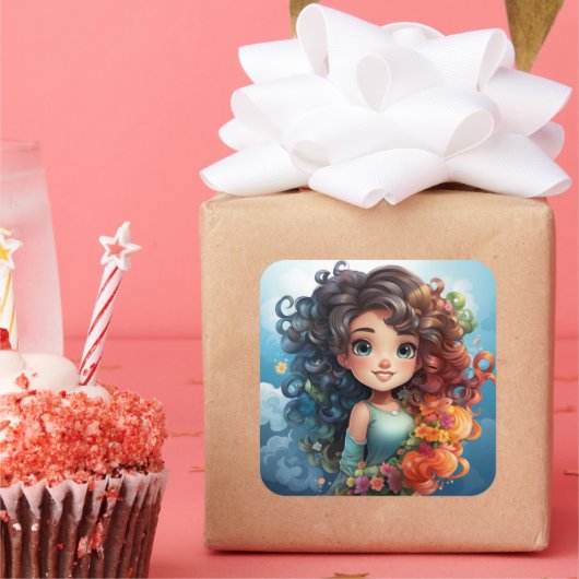 Cute girl sticker (Feest)