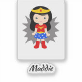 Cute Girl Superheld Sticker (Voorkant)