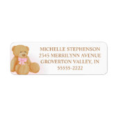 Cute Girl Teddy Bear Pink Bow Label (Voorkant)