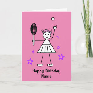 Cute Girl Tennis Lecteur Pink Anniversaire Carte