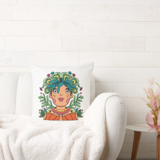 Cute Girl, Throw Pillow Kussen