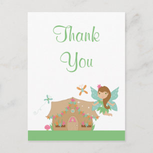 Cute girl vliegende fee bedankt je briefkaart