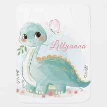 Cute Girl Waterverf Baby Dinosaur Blanket