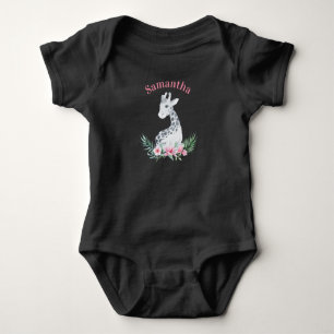 Cute Girls Black & White Giraffe Monogramed Romper