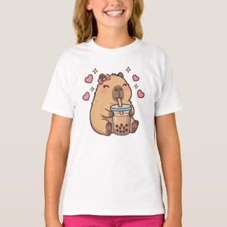 Cute Girls Capybara Ramen Kawaii Tea Kawaii Capy  T-shirt
