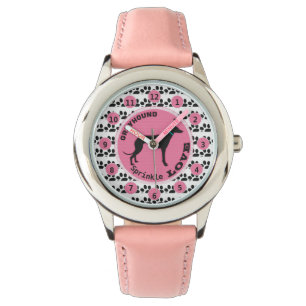 Cute Girls Dog Paw Greyhound Persoonlijke naam Horloge