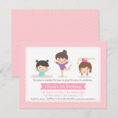 Cute Girls Gymnastique Anniversaire Invitations (Devant / Derrière)