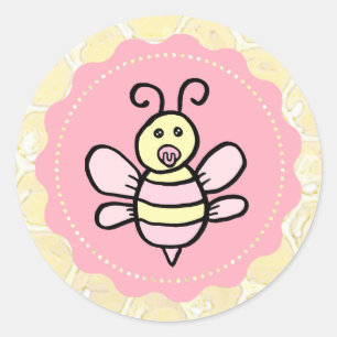 Cute Girl's Honey Bee Baby shower Ronde Sticker