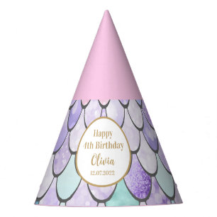 Cute Girls Mermaid 1st Birthday Party Pet Feesthoedjes
