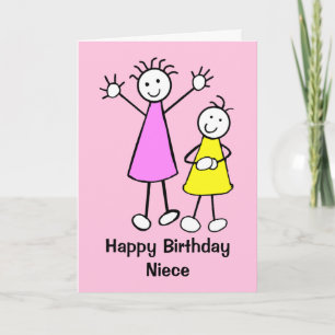 Cute Girls Niece Pink Happy Birthday Card Kaart