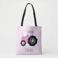 Cute Girl's Pink Farmer's Tractor met naam