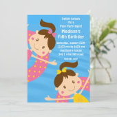 CUTE Girls Pool Party Anniversaire Invitation (Debout devant)