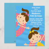 CUTE Girls Pool Party Anniversaire Invitation (Devant / Derrière)