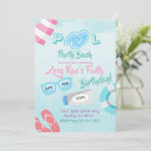 Cute Girls Pool Party Bash Invitation anniversaire (Debout devant)