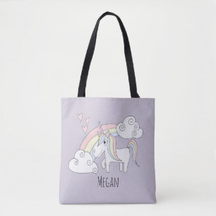 Cute Girl's Rainbow Unicorn met naam Diaper Tote Bag