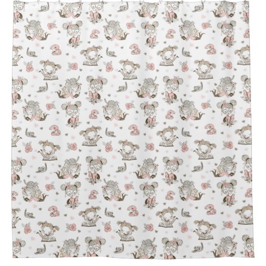 Cute Girls Reading Books Gift Ideeën Douchegordijn (Voorkant)