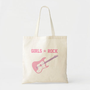 Cute Girls Rock Star Pink Guitar Canvas tas