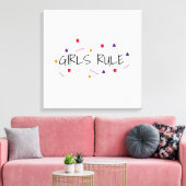 Cute Girls Rule Funny Geometric Pattern Canvas Afdruk (Insitu (Woonkamer))