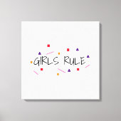 Cute Girls Rule Funny Geometric Pattern Canvas Afdruk (Voorkant)