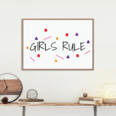 Cute Girls Rule Funny Geometric Pattern Canvas Afdruk