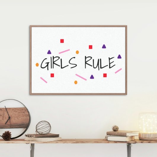 Cute Girls Rule Funny Geometric Pattern Canvas Afdruk