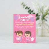 Cute Girls Sleepover Slumber Birthday Party Kaart (Staand voorkant)