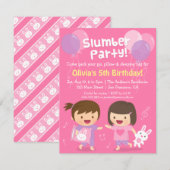 Cute Girls Sleepover Slumber Birthday Party Kaart (Voorkant / Achterkant)