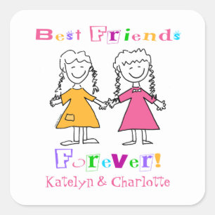 Cute Girls Specialized Best Friends Forever Vierkante Sticker