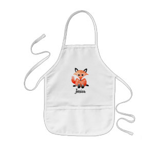 Cute Girls Waterverf Woodland Wildlife Fox & Name Kinder Schort