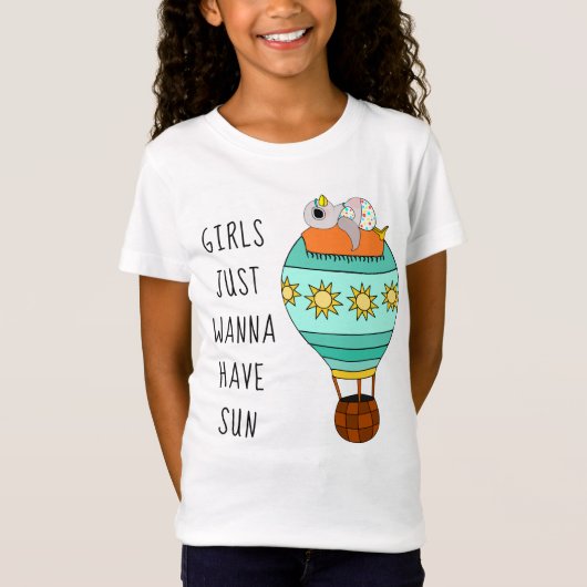 Cute Girls willen alleen nog Sun Cartoon Bird Summ T-shirt (Voorkant)