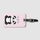Cute Girly Baby Panda Beer Monogram Bagagelabel (Voorkant (horizontaal))