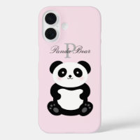 Cute Girly Baby Panda Beer Monogram