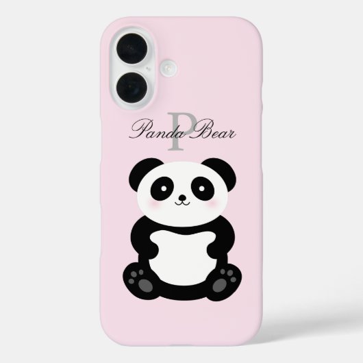 Cute Girly Baby Panda Beer Monogram Case-Mate iPhone Case (Achterkant)